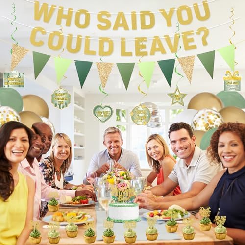 Roetyce Farewell Party Decorations Green Gold Banner Balloons Cake Toppers