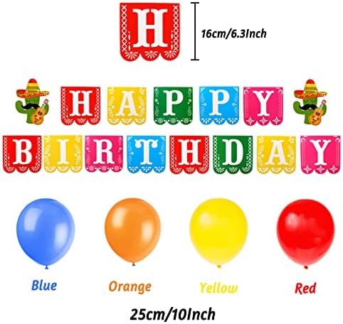 Fiesta Birthday Decor Set with Balloons and Pompoms