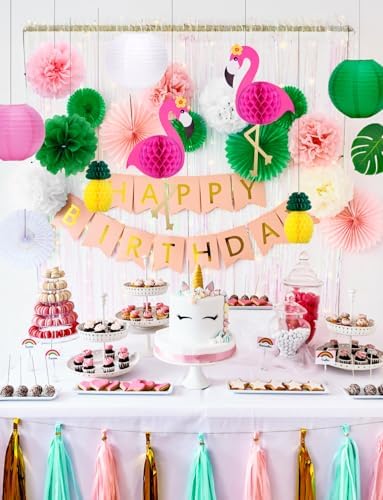 Flamingo Party Decorations Set 16 Pcs Tropical Beach Theme