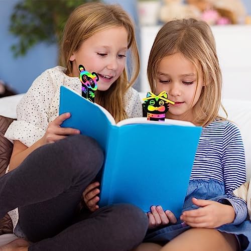 Mallmall6 70Pcs Animal Scratch Bookmarks Craft Kit for Kids