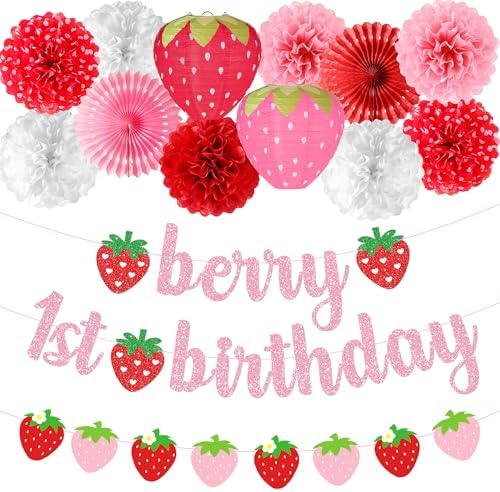 Berry First Birthday Decor 14 Pcs Set for Girls