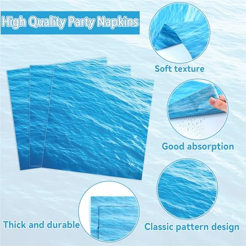 96 Pcs Iridescent Ocean Waves Party Plates and Napkins
