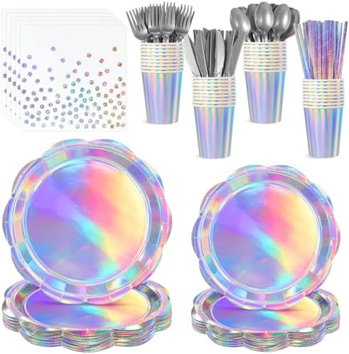 200 Pcs Iridescent Party Decorations Set