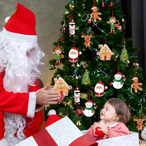 64 Pcs Christmas Ornament DIY Craft Kit with Stickers and Cutouts