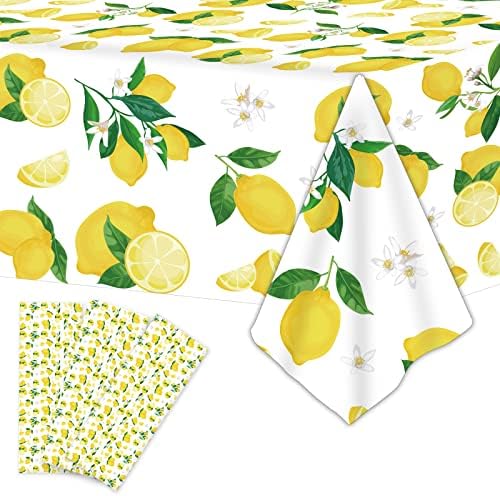 Wiooffen 3 Pcs Lemon Tablecloth Set for Birthday Party