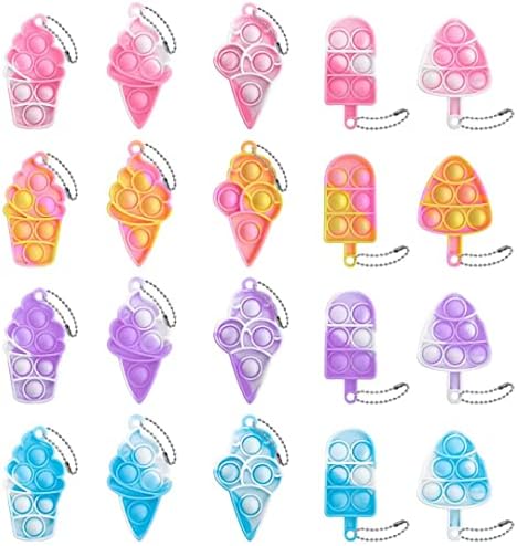 20Pcs Pop Fidget Toy Keychain Stress Relievers for Kids Adults