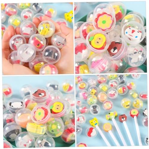 20 Pcs Refillable Capsules with Cute Pencil Topper Erasers