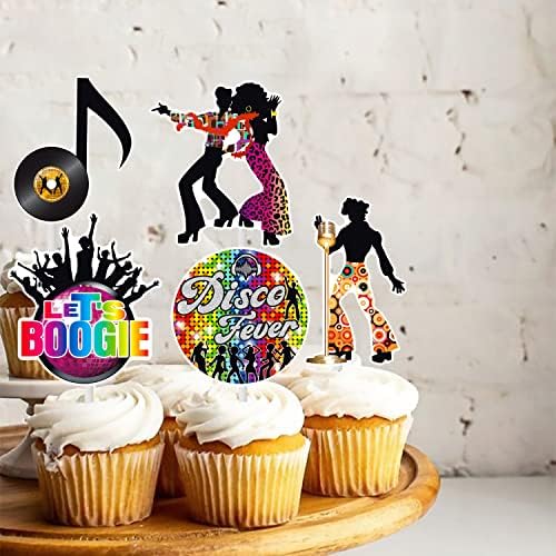 36pcs Disco Party Cupcake Toppers 70s 80s Decorations