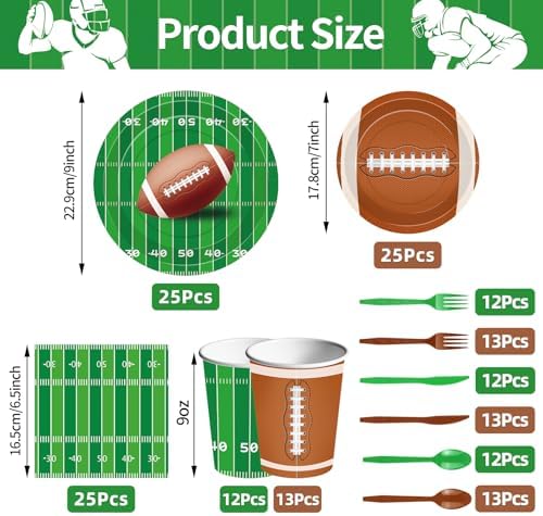 175 Pcs Football Tableware Set for 25
