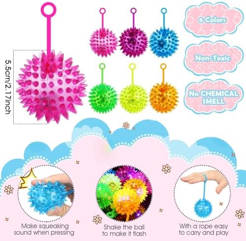 Sotiff 100 Pcs LED Flashing Squeaky Bouncy Balls