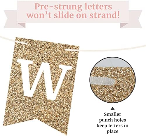 Gold Glitter Welcome Banner Pre-strung 6 ft