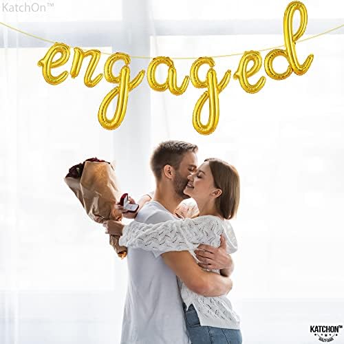 KatchOn Cute Gold Engagement Balloons Letters 10 Feet