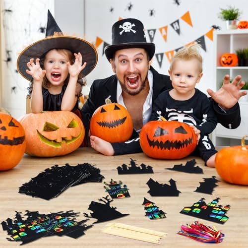 Motipuns 80 Piece Halloween Scratch Card Kit