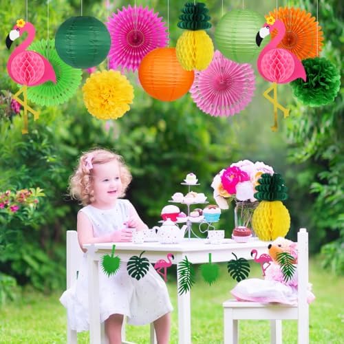 Yuxiou Tropical Party Decor Set with Flamingos and Pineapples