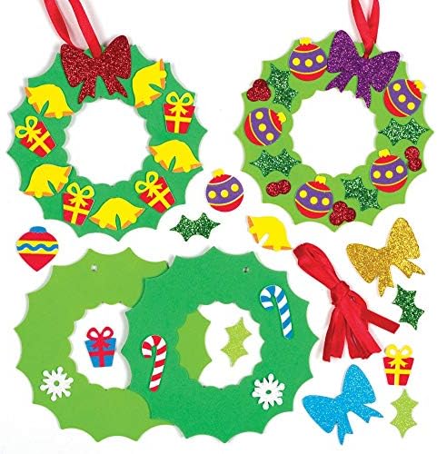 Baker Ross AT303 Christmas Wreath Craft Kits Festive Paper Craft Pack of 8