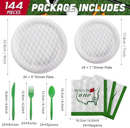 144 Pcs 3D Golf Ball Party Supplies Set