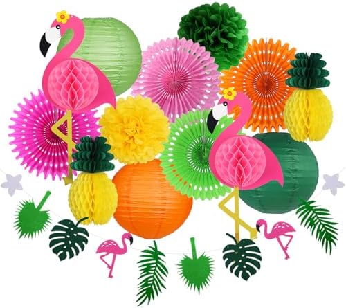 Yuxiou Tropical Party Decor Set with Flamingos and Pineapples
