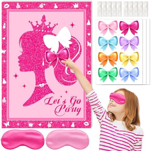 Hot Pink Pin the Bow Game Set for Kids