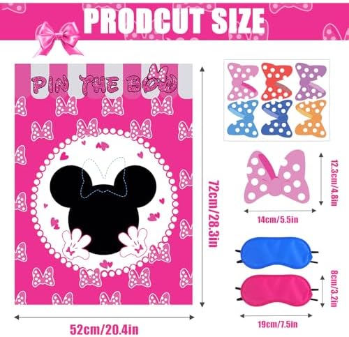Pink Mouse Birthday Party Game Set with 24 Reusable Stickers