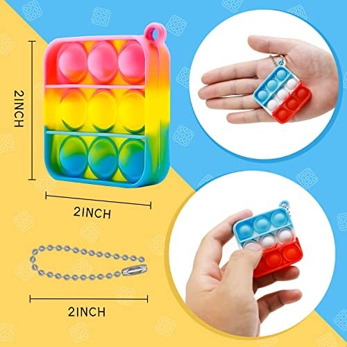 128 Pcs Pop Fidget Keychain Pack for Kids Adults