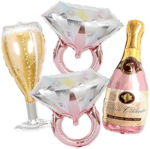 PartyForever 2 Rose Gold Glitter Ring Bachelorette Balloons Set