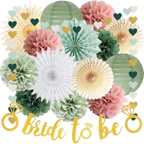 Sage Green Dusty Pink Bachelorette Decorations Set