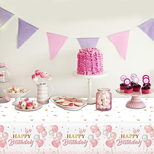 3 Pieces Pink Rose Gold Tablecloth for Birthday Parties