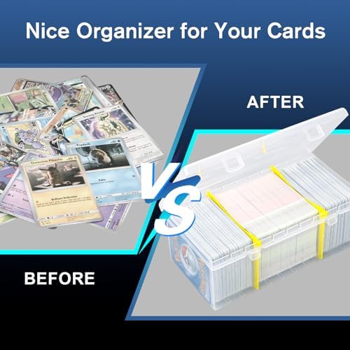 UNAOIWN 4 Pack Card Storage Boxes with Dividers