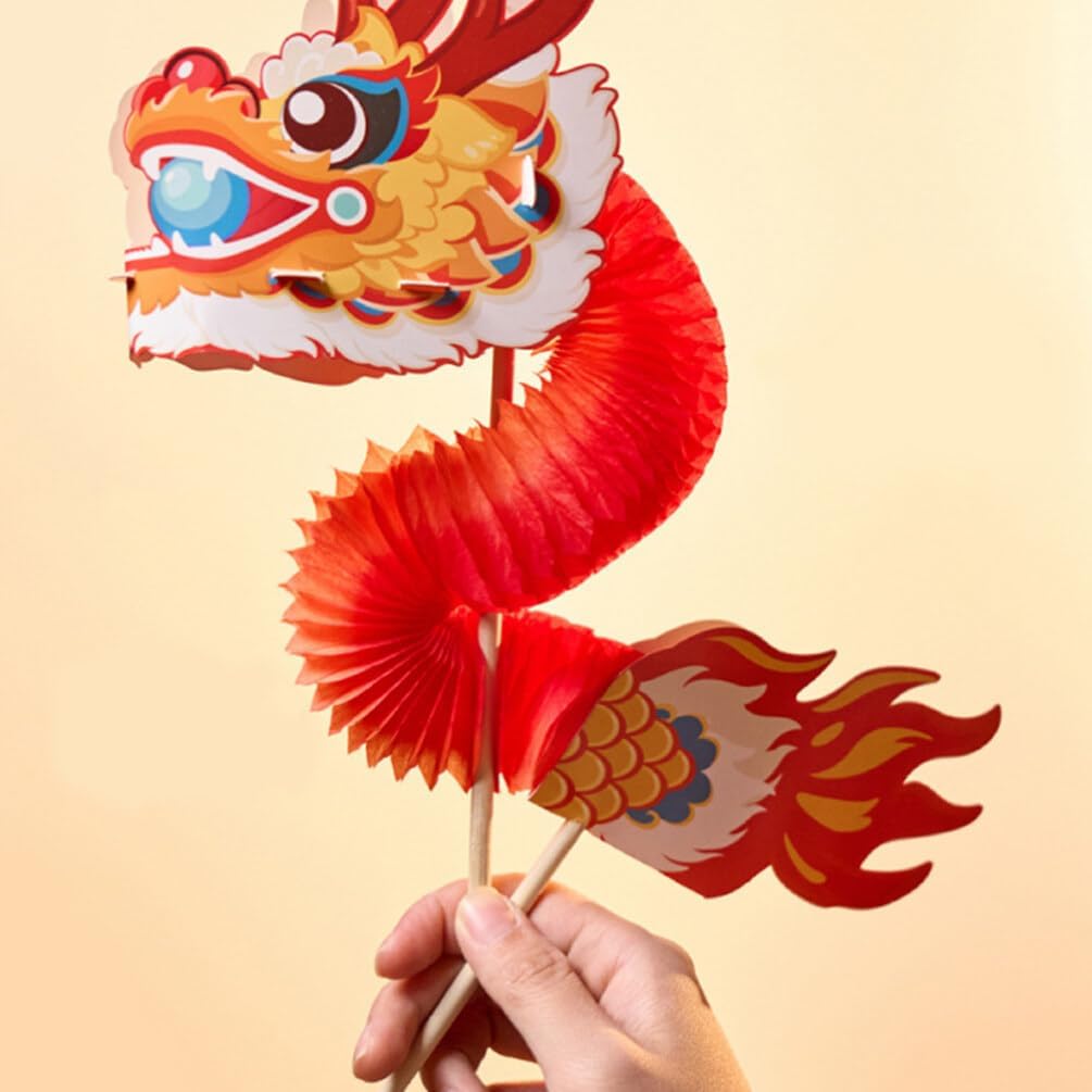 Vaguelly 1Set Paper Dragon Craft Kit for Kids