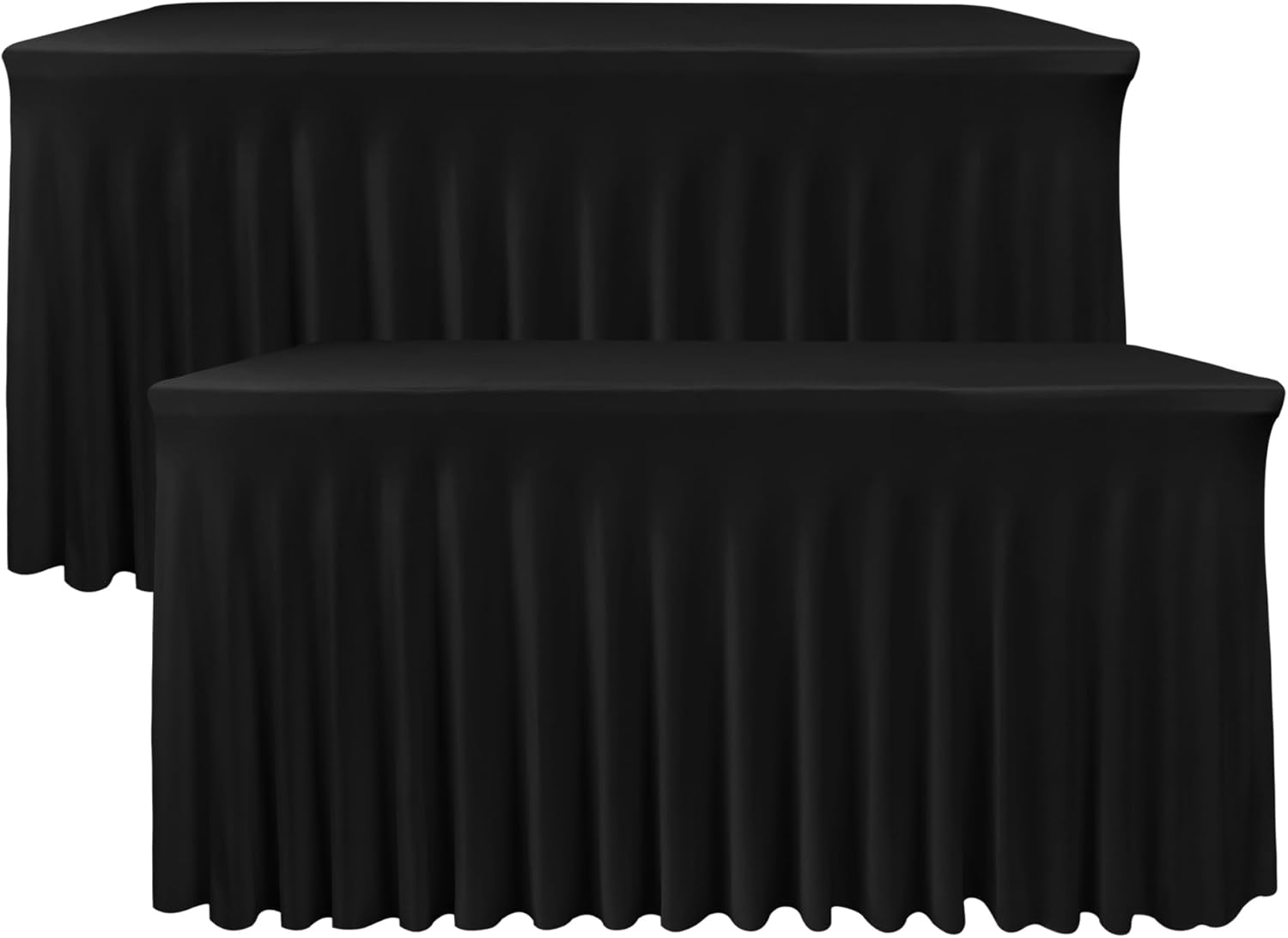 Nasitos Black Table Skirt 2 Pack for 6 Foot Rectangular Tables