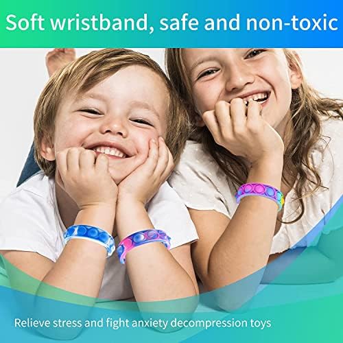 100Pcs Pop Bracelet Fidget Toys Pack for Kids and Adults