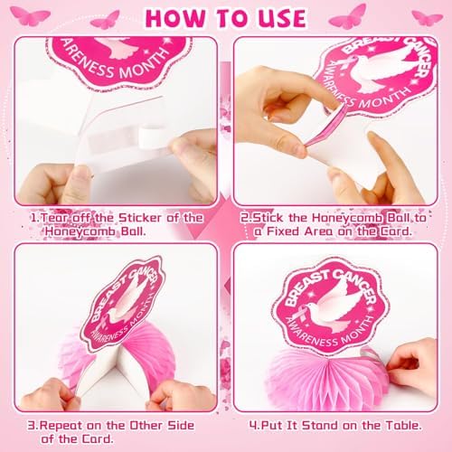 JULMELON Breast Cancer Awareness Honeycomb Centerpieces 8PCS