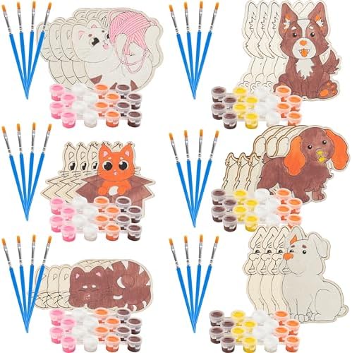 Cat Dog Wood Painting Kits 24 Count