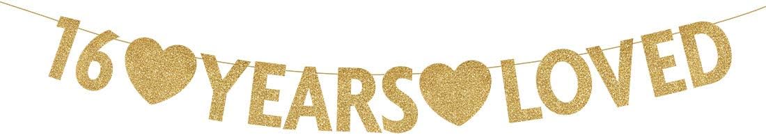 Gold Glitter 16th Birthday Banner Decorations