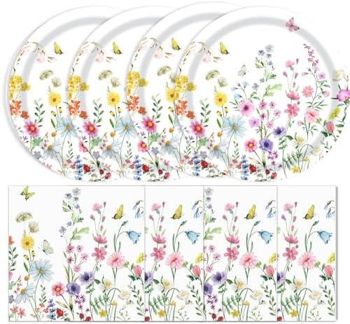 40 Pcs Wildflower Plates and Napkins Party Kit