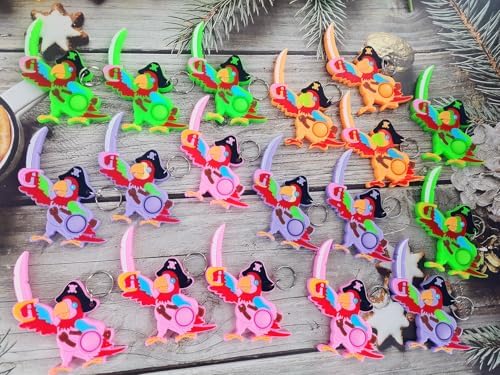 20 Packs Bulk Mini Pop Parrots Keychain Fidgets