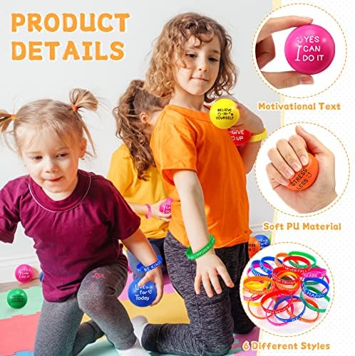 HyDren 72 Pcs Stress Relief Balls and Silicone Bracelets Set