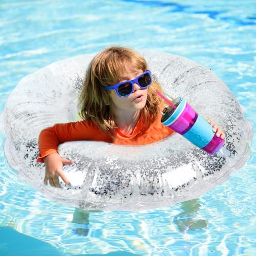 Whaline 4Pcs Clear Glitter Swim Rings