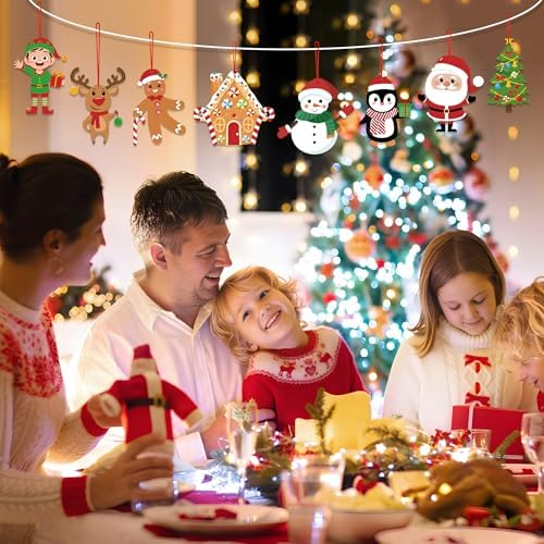 64 Pcs Christmas Ornament DIY Craft Kit with Stickers and Cutouts