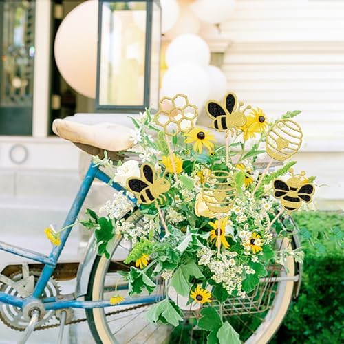 12PCS Bumble Bee Centerpiece Sticks Glitter