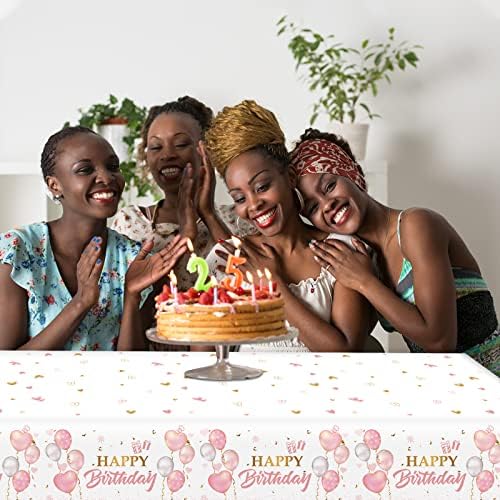 3 Pieces Pink Rose Gold Tablecloth for Birthday Parties