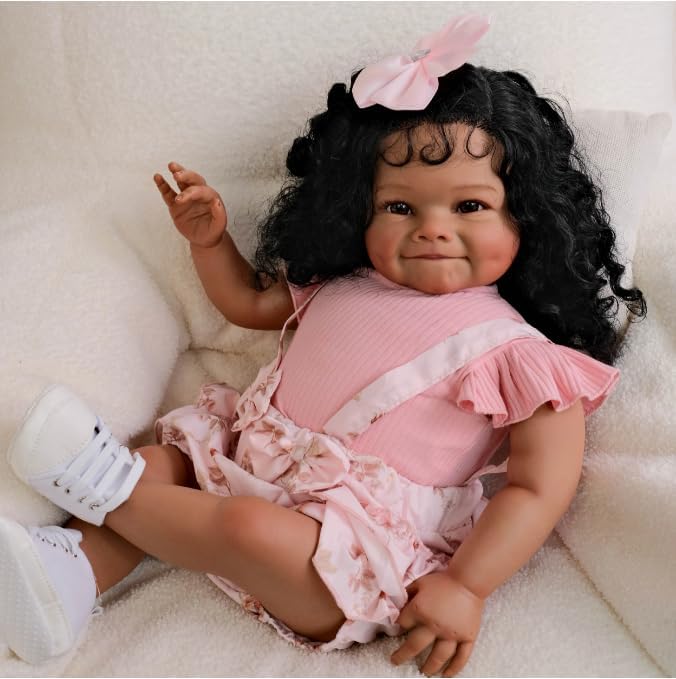 24 Inch Realistic Black Girl Reborn Baby Doll