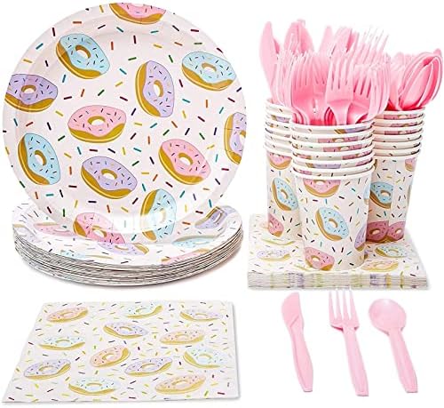 144 Piece Donut Themed Party Supplies for 24 Guests