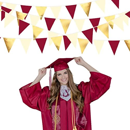 Burgundy Gold Beige Triangle Pennant Banner Garland