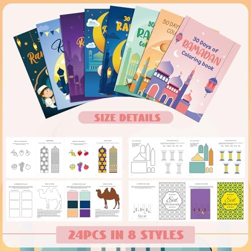 Zhanmai 48 Pcs Ramadan Activity Book Set with Stacking Crayons