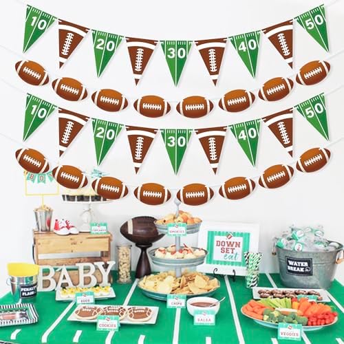 4 Piece Football Party Decor Kit with Banners and Flags