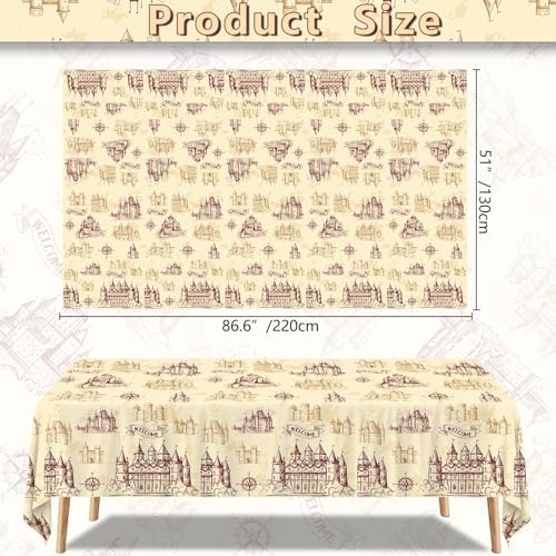 4Pcs Wizard Themed Tablecloth for Birthday Halloween Decor