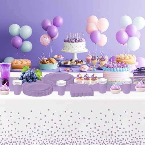 White and Purple Party Decor Tablecloth Set of 3