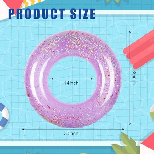 Whaline 3Pcs Purple Glitter Inflatable Swim Rings