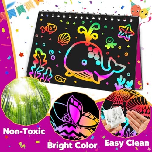 Pigipigi Rainbow Scratch Art Notebook Set 24 Pack